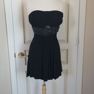 Sky Black Leather Dress nwot